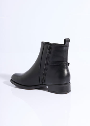 Bottines plates chic avec bride métal Noir