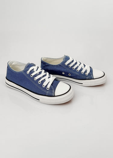 Baskets en toile à lacets inspiration US Denim Bleu