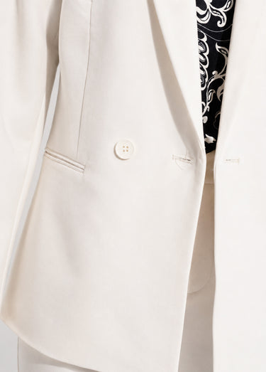 Veste tailleur unie fluide double boutonnage Ivoire