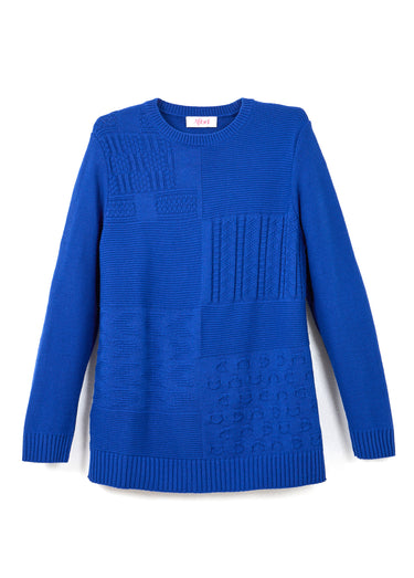 Pull-tunique col rond manches longues Bleu