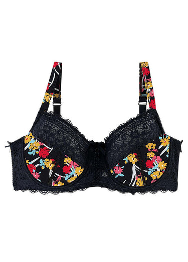 Soutien-gorge armatures, imprimé fantaisie Noir/Jaune