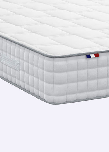 Ensemble Matelas ressorts + Sommier tapissier Beige/Blanc