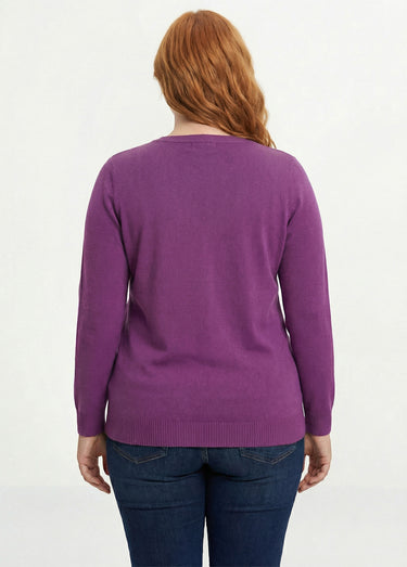 Gilet boutonné mi-long maille douce Violet