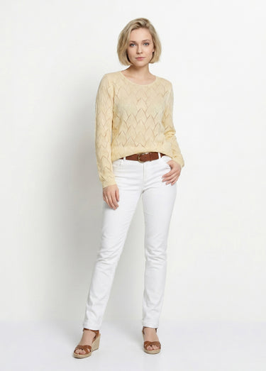 Pull maille ajourée avec fibres recyclées Vanille
