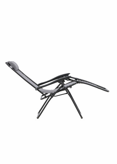 Chaise longue réglable acier + têtière Gris