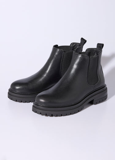 Boots Chelsea cuir avec semelle épaisse Noir