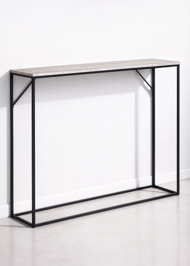 Console épurée, dessus façon pierre Noir/Gris