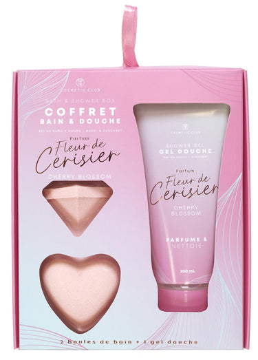 Coffret bain 3 pièces Fleur de cerisier Rose