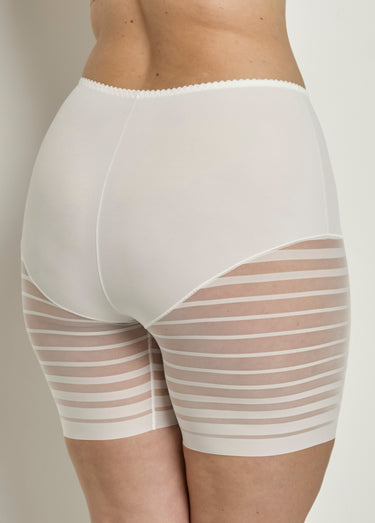 Shorty stretch taille haute tulle rayé Ivoire