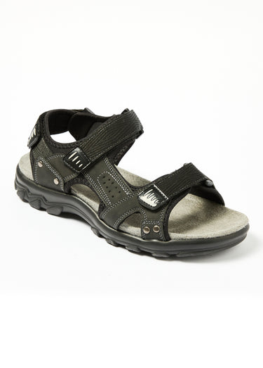 Sandales à scratchs confortables cuir Noir