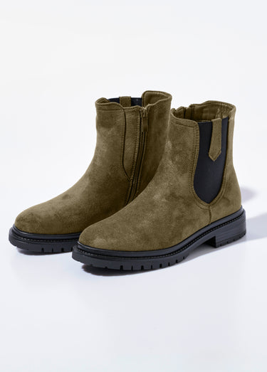 Boots Chelsea avec semelle crantée Kaki