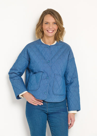 Veste matelassée à pressions en denim Bleu Jean