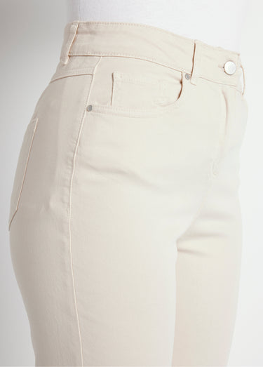 Pantalon droit 5 poches coton stretch Beige