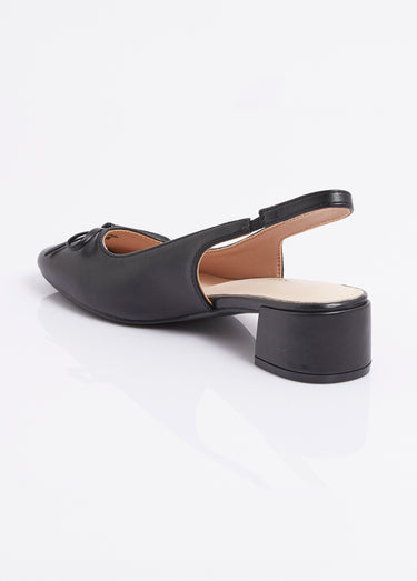 Ballerines slingback, petit talon enrobé Noir