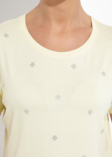 T-shirt strass manches courtes Jaune