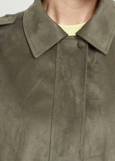 Blouson zippé suédine taille resserrée Kaki