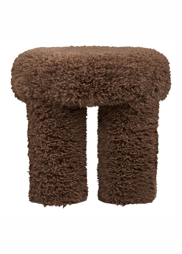 Pouf bouclette à poils longs GISBORNE Marron