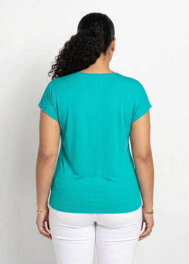 T-shirt court extensible dentelle Menthe
