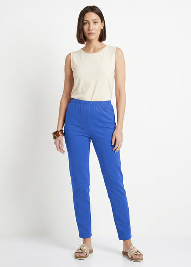 Legging coton stretch taille élastiquée Bleu
