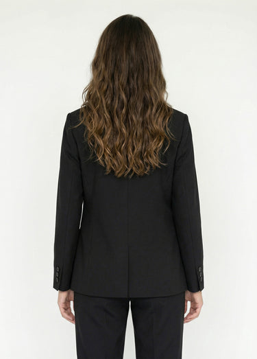 Veste tailleur unie fluide double boutonnage Noir