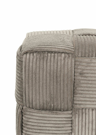 Pouf tressé en velours cotelé 1B Taupe