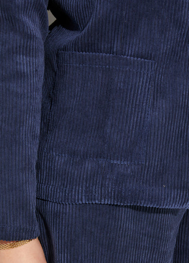 Veste velours grosses cotes, col tailleur Marine