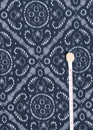 Coupon dentelle façon guipure, 1M Marine