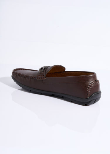 Mocassins aspect grainé, doublés cuir Marron