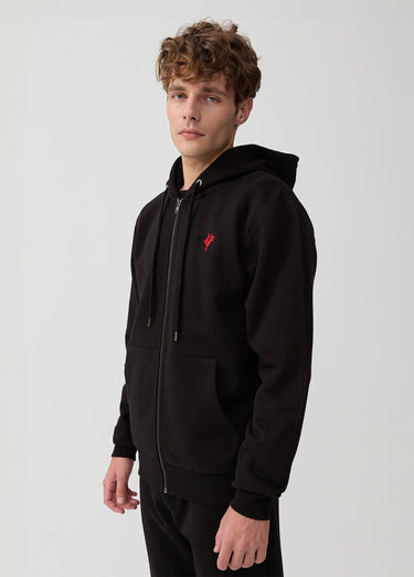 Sweat molletonné zippé à capuche Noir