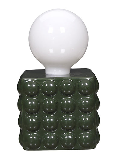 Lampe cube céramique nomade à piles Vert