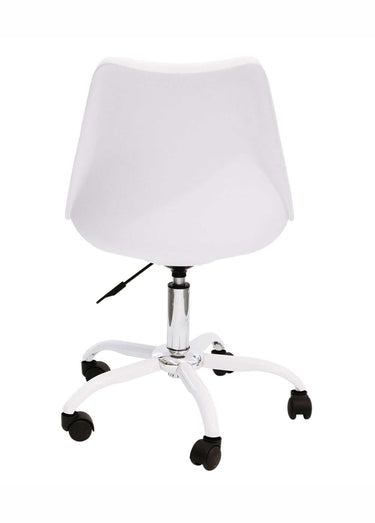 Chaise de bureau roulettes assise coque Blanc