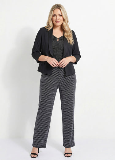 Veste unie courte smocking manches 3/4 Noir