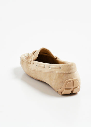Mocassins chic aspect daim avec noeud Beige