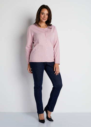Gilet cardigan boutonné court uni Rose