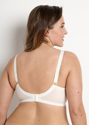 Soutien-gorge sans armatures tulle effet rayé Ivoire