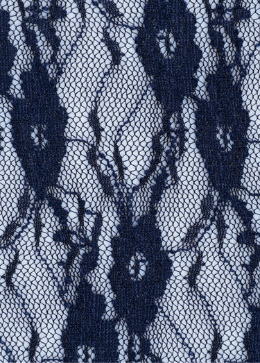 Coupon tissu broderie fleurs et tulle 6M Navy