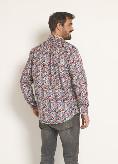 Chemise fantaisie motif cachemire Orange/Bleu