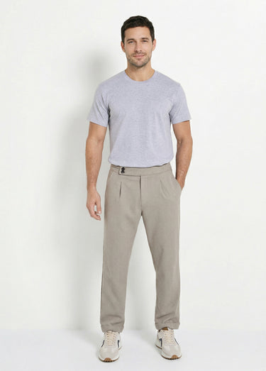 T-shirt pur coton avec col rond, Essentiel Gris