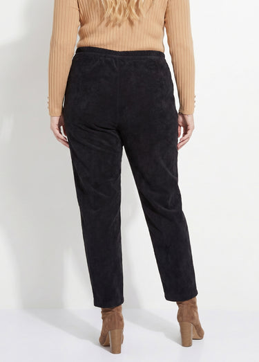 Pantalon droit taille élastiquée velours milleraies Noir