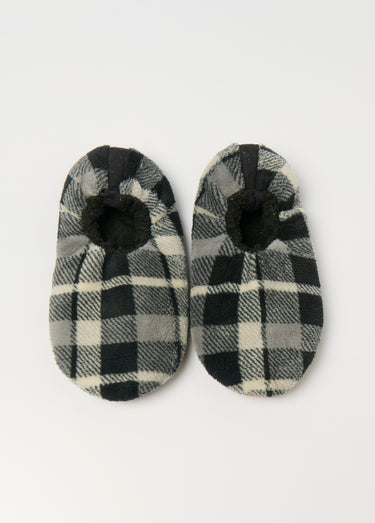 Chaussons fourrés chauds antidérapants Carreaux Gris