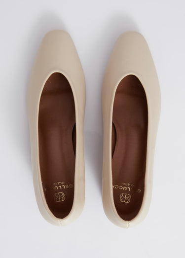 Escarpins décolletés à talon, bout carré Beige