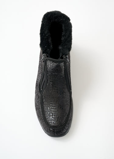 Boots grande largeur double glissière Noir