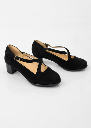 Escarpins à talons largeur confort cuir Noir