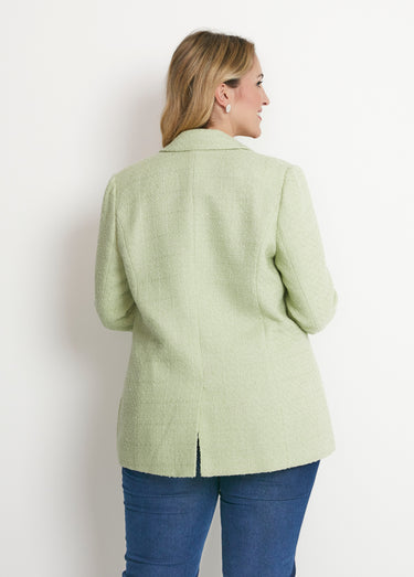 Veste droite boutonnée tissu natté col tailleur Vert Amande