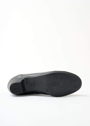 Bottines zippées en cuir, grande largeur Noir