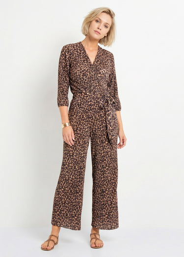 Combinaison plissée imprimé léopard Imprime Leopard