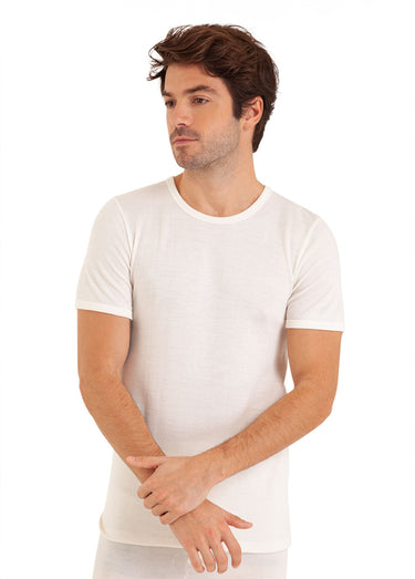 T-shirt thermique chaud avec laine Blanc