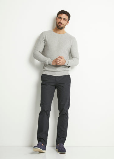 Pull col rond maille piquée fantaisie Gris Clair