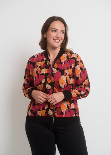 Veste zippée imprimée type bomber Noir Imprime