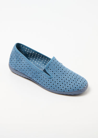 Mocassins élastiqués perforés largeur confort Bleu